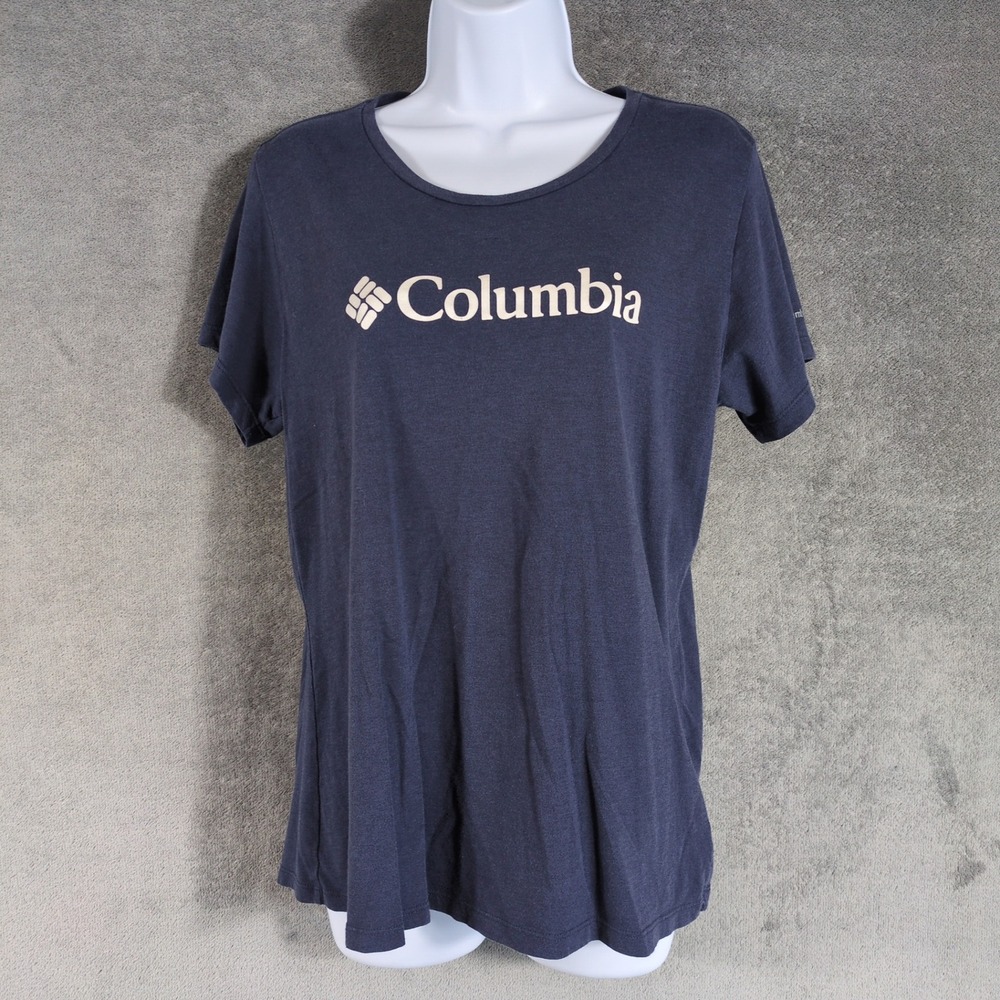 Columbia Womens Navy Blue Graphic Logo Short Sleeve T-Shirt XL6823 Size L